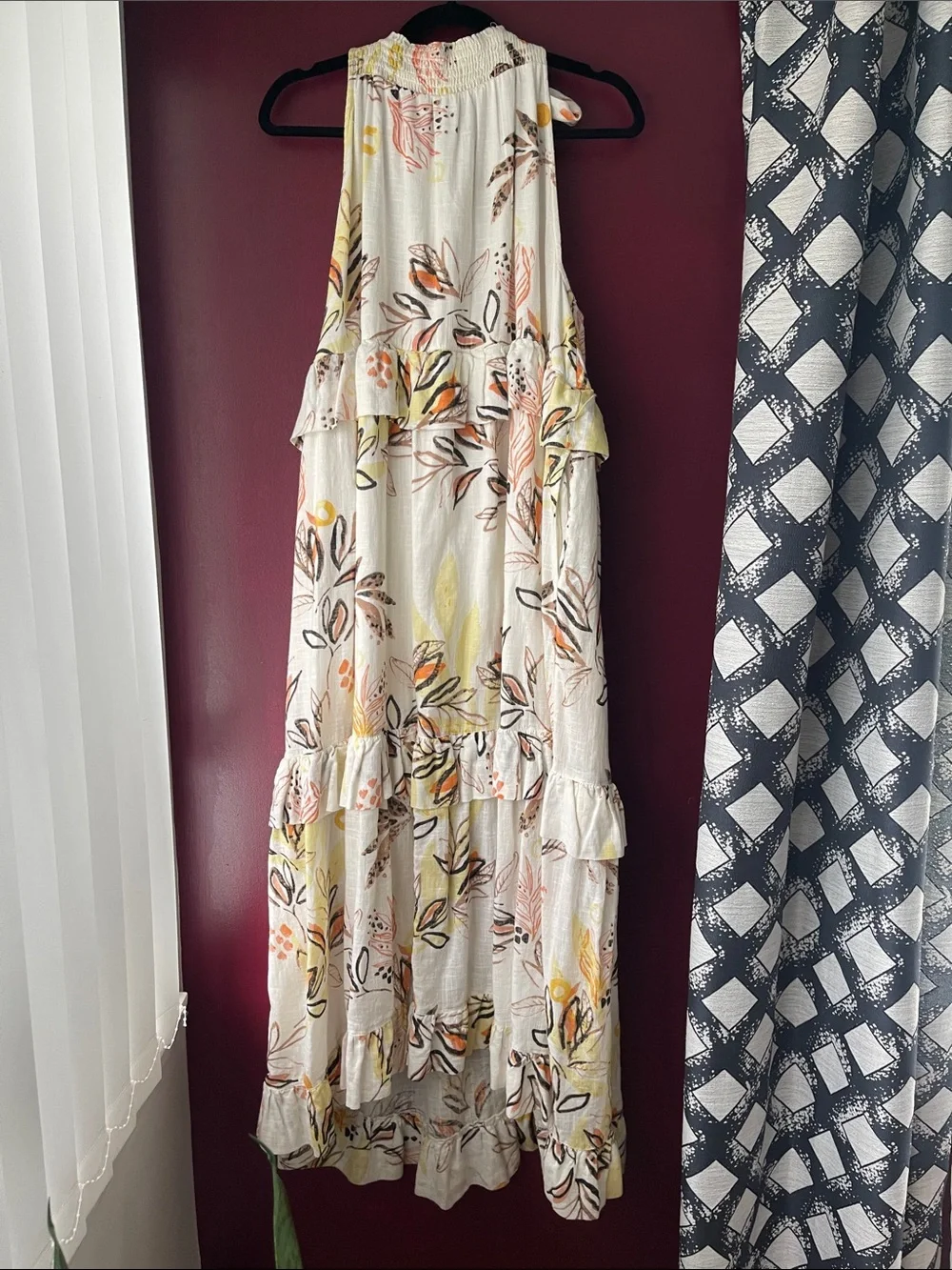 Free People Anita botanical tiered maxi dress in ivory combo. - Picture 8 of 9